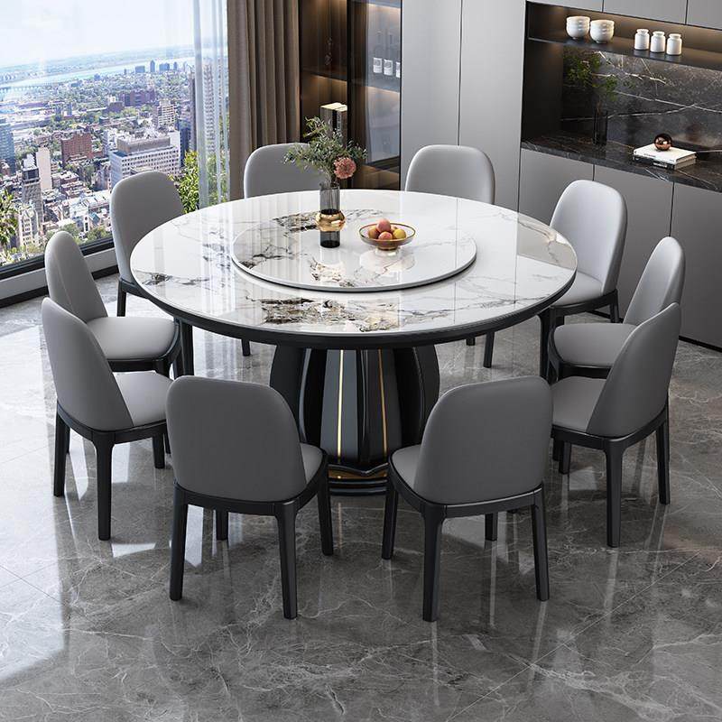 实木高端岩板餐桌椅组合家用小户型圆形现代简约带转盘吃饭桌子,淘宝优惠券,粉丝福利购,淘宝优惠卷