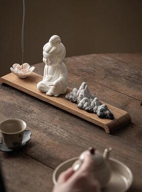 久造新中式陶瓷如来佛像摆件禅意茶室客厅玄关空间装饰品桌面摆设