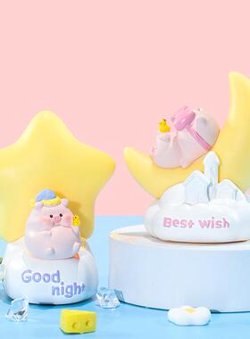 猪你快乐鸭小夜灯儿童卡通小猪搪胶星星灯卧室床头灯摆件生日礼物