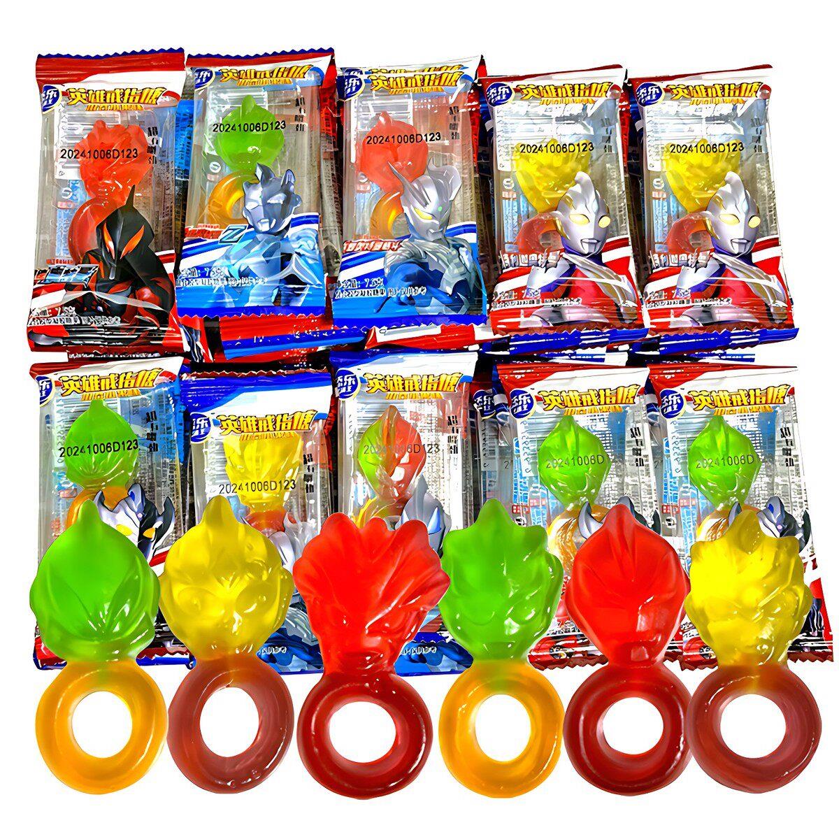 Ultraman Ring Gummies Timle Cartoon King Series Juice Finger Candy Diamond Ring Candy Children's Casual Snacks
