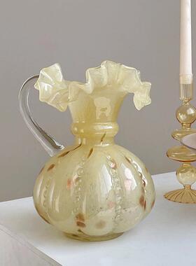 复古中古芬顿琉璃玻璃花瓶高级感创意室内餐桌面客厅插花装饰摆件