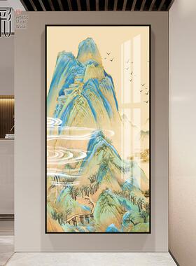 定做中入玄关挂画里江山图千新山道水画古风式国画饰竖版户客厅过