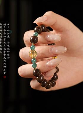 文艺复古春意盎然素雅百搭女气质手串古法合香珠水晶