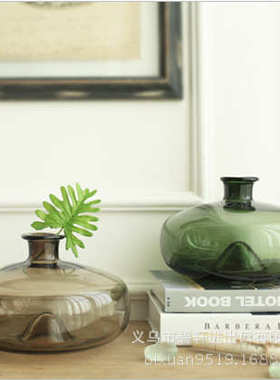 厂家直销 北欧简约现代文艺禅意细口圆壶玻璃花瓶 欧式艺术摆件