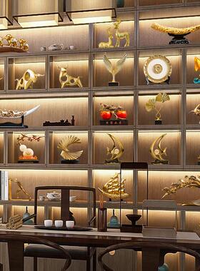 新中式博古架办公室书柜招财摆件客厅玄关隔断电视酒柜家居装饰品