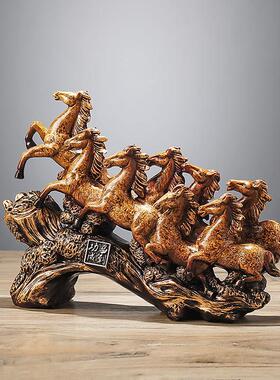 八骏雄风马摆件中式家居客厅办公室装饰办公桌装饰品开业礼品