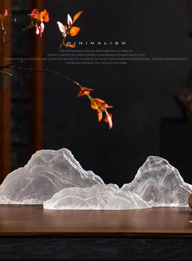 办石新中式饰RZB-2572透明头假山艺术摆件茶室软装品公室书桌工艺