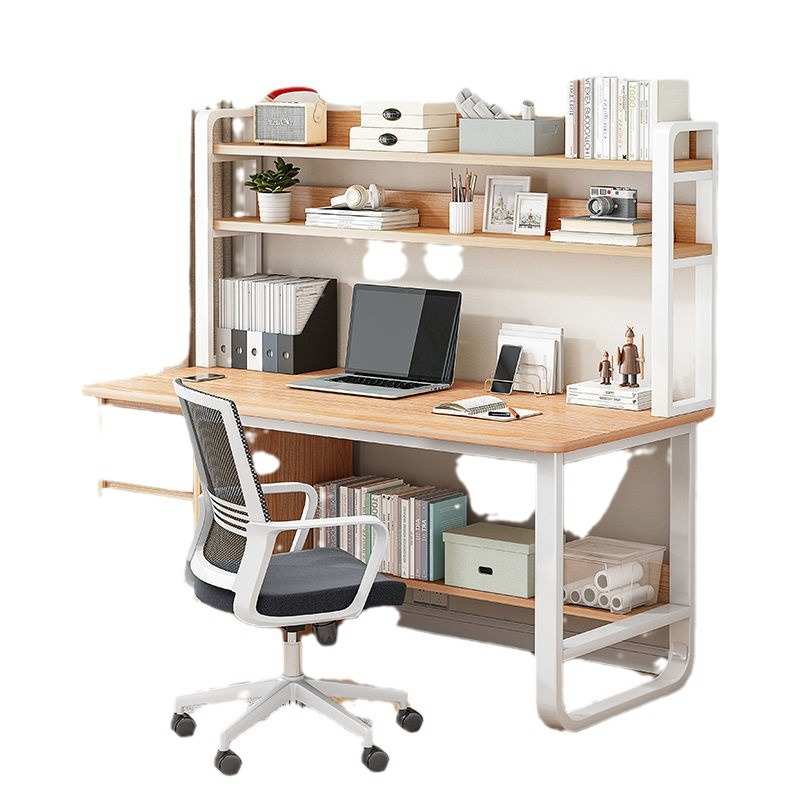 电脑台式桌书桌书架组合一体家用简约卧室学生建议办公写字桌 - 图2