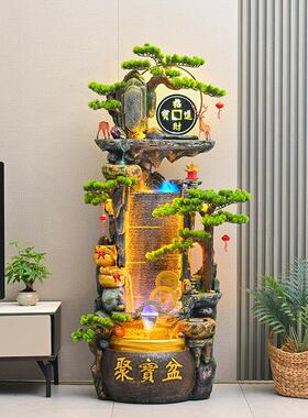 风水轮假山喷泉流水摆件招财聚宝盆循环水落地鱼缸乔迁开 业贺礼