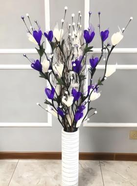 叶脉假花仿真花摆设客厅落地花装饰摆件干花花束干枝插花永生花艺