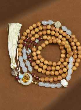 2026天然金丝竹越南沉香沉贵宝檀香木米珠圆珠项链精品手机链念珠