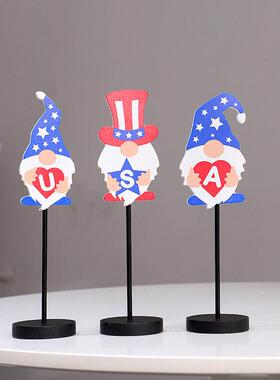跨境3个/套独立日装饰品USA无脸老人摆件7月4日独立日派对装饰