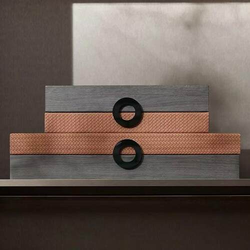 现代简约金属皮革收纳盒售楼处样板房别墅首饰盒软装饰品摆件 - 图2