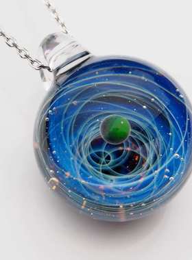 澳宝星空琉璃高硼硅玻璃挂件吊坠宇宙玻璃球星球银河系吊坠地球珠