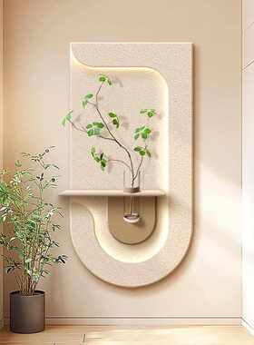 墙面植挂画立体尽头客厅砂岩壁画水培入户风玄关走廊装饰画绿奶油