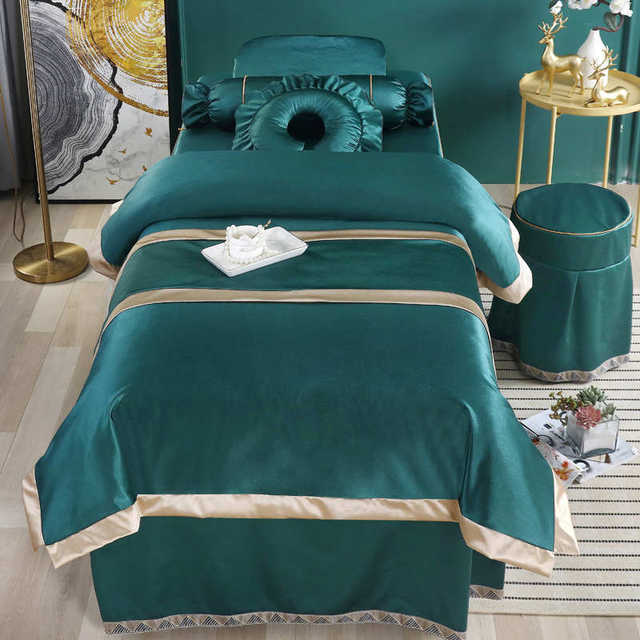 New beauty bed cover four-piece set high-end simple beauty salon light luxury massage bed cover bed sheet massage hair wash bed cover