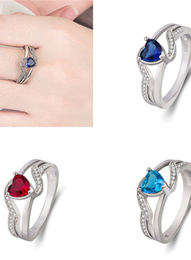 WISH红宝石多色热卖外贸公主指环