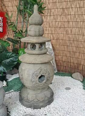 三潭印月西湖石灯石雕石灯笼青石彷古太阳能灯庭院花园寺院摆件