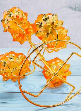 2026琉璃酥油灯座供莲花灯座藏传用品合长明灯蜡烛台金供佛佛前灯