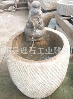 雕石老石槽石观磨流组合仿古怀LS-60082旧庭院阳台水景摆件石盘水