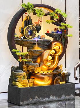 圆形水幕墙流水生财玄关客厅办公室茶室庭院景观假山喷泉摆件礼品