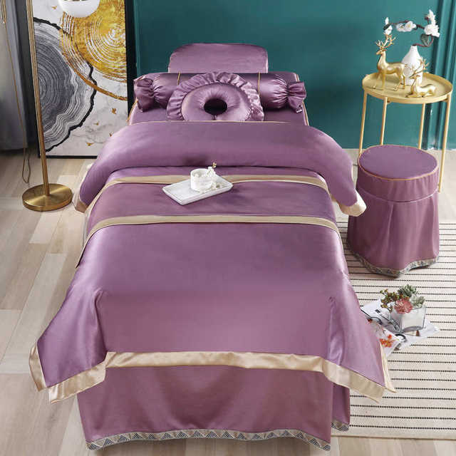 New beauty bed cover four-piece set high-end simple beauty salon light luxury massage bed cover bed sheet massage hair wash bed cover