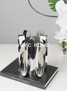 轻奢简约金属不锈钢插干花瓶样板间家居客厅茶几桌面花器饰品摆件