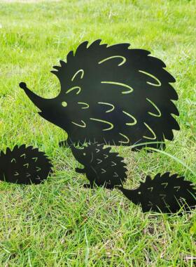 跨境新款花园院铁金艺装饰品插件创意园林猬一家刺属镂空0995工艺