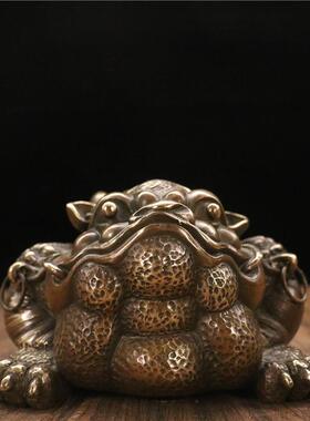 高档金蟾纯黄铜铜器精品家具客厅办室汽车件饰摆公茶宠内小手把件