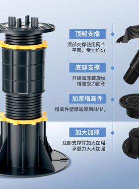 万能支撑器水景石材旱喷广场架空底座塑木龙骨可调节高度支撑器