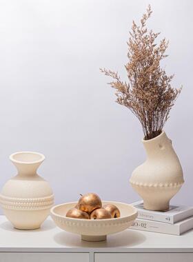 简约现代创意树脂肌理花瓶软装样板房售楼部客厅茶几桌面果盘摆件