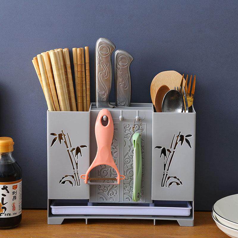 Wall-mounted chopstick barrel with drain tray, kitchen chopstick cage, drain rack, household chopstick barrel kitchen storage box