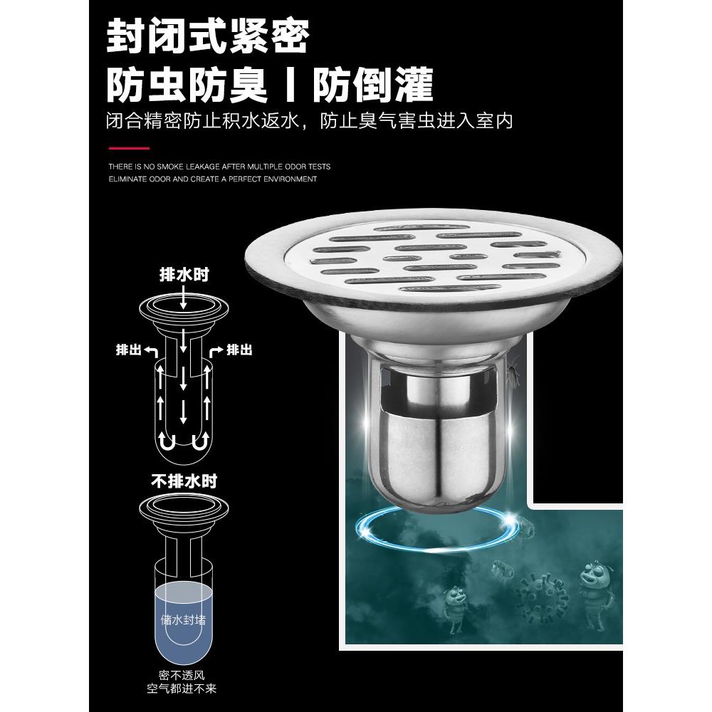 圆形地漏9cm1YNN-20230/11/125厘米防钢臭1盖不/锈老式卫生间改造 - 图0