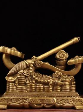 纯铜大笔生财必定如意乔迁开业礼品大笔来财书房办公室桌面摆件