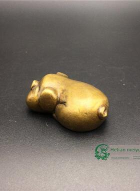 可爱的铜猪饰品实心黄铜幸运猪铜把手件微雕铜动物皮瓣口袋裤子猪