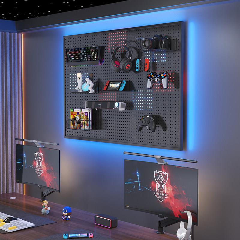 E-sports hole board custom room decoration storage rack computer desk background study wall hanging board storage display rack