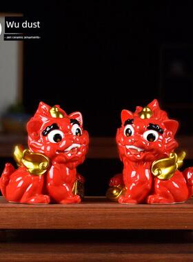 陶瓷吉祥天路碧秀客厅摆件彷古青铜吉祥兽办公桌店开业装饰礼品