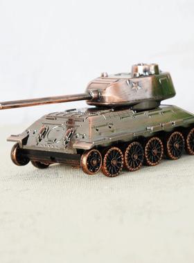 T34创意坦克模型合金金属制造轮子可转孩子的礼物小学生玩具