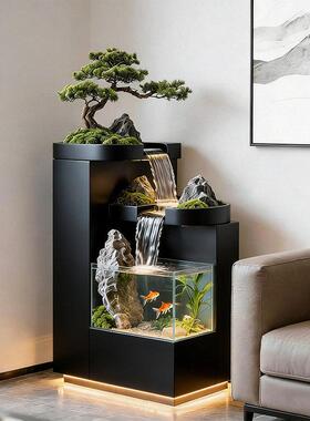 秘境谭池阳台不锈钢鱼池花箱金属流水摆件室外露台庭院水景瀑布