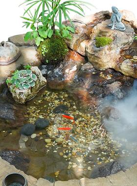 水磨坊庭院彷木桩流水茶桌椅组合一桌五椅功夫茶几微景观养鱼茶台