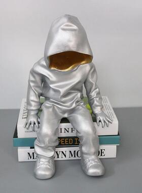 现简约树脂坐立隐身人物客厅公室抽象艺术品酒柜雕塑装饰品