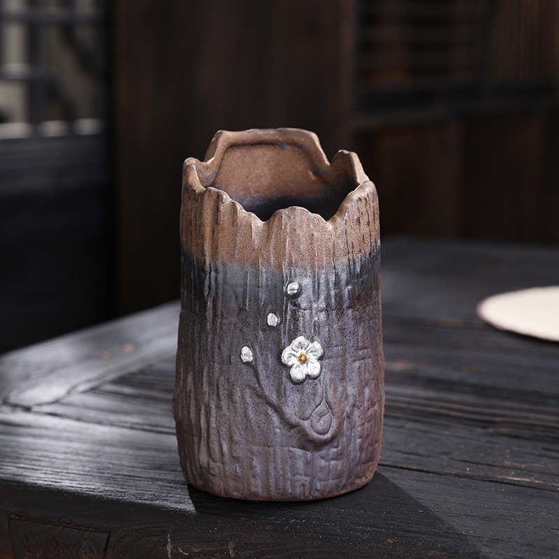 Free shipping gilded iron glaze tea ceremony Six Gentlemen tea cylinder storage jar ceramic jar Kung Fu tea set accessories tea clip tea needle knife