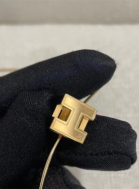 [9.8新]HERMES 爱马仕Cage项链合金经典百搭黑色吊坠百搭项链