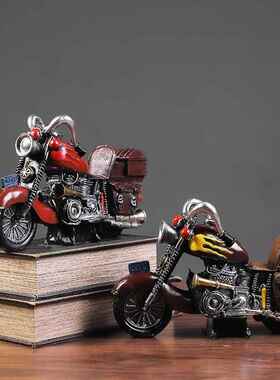 一手货源复古老式摩托车树脂工艺品模型摆设店铺餐厅柜台书房摆件