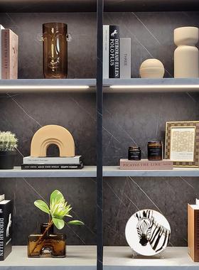 样板间客厅书架软装家居摆件饰品仿真花挂画几何陶瓷组合ZH2606