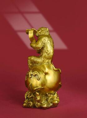 黄铜猴子孙悟空齐天大圣铜摆件客厅十二生肖猴子聚宝盆办公室电视