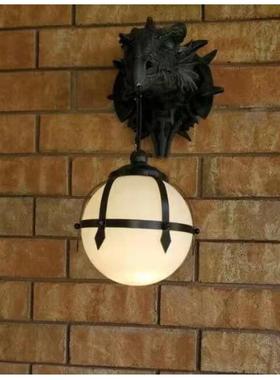 树脂工艺品摆件挂件dragon家居用品花园装饰龙头带灯装饰