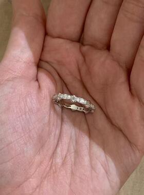 法式蕾丝鸢尾花爆闪没钻戒指女ins轻奢高级清冷百搭食指戒送女友