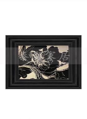 现代中古风样板房书柜电视售楼酒店吧台柜装饰画书籍玻璃摆件