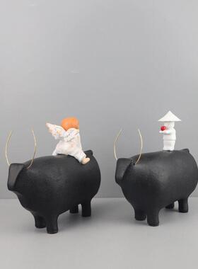 现代简约马背人物雕塑艺术摆件客厅电视柜玄关样板间家居软装饰品